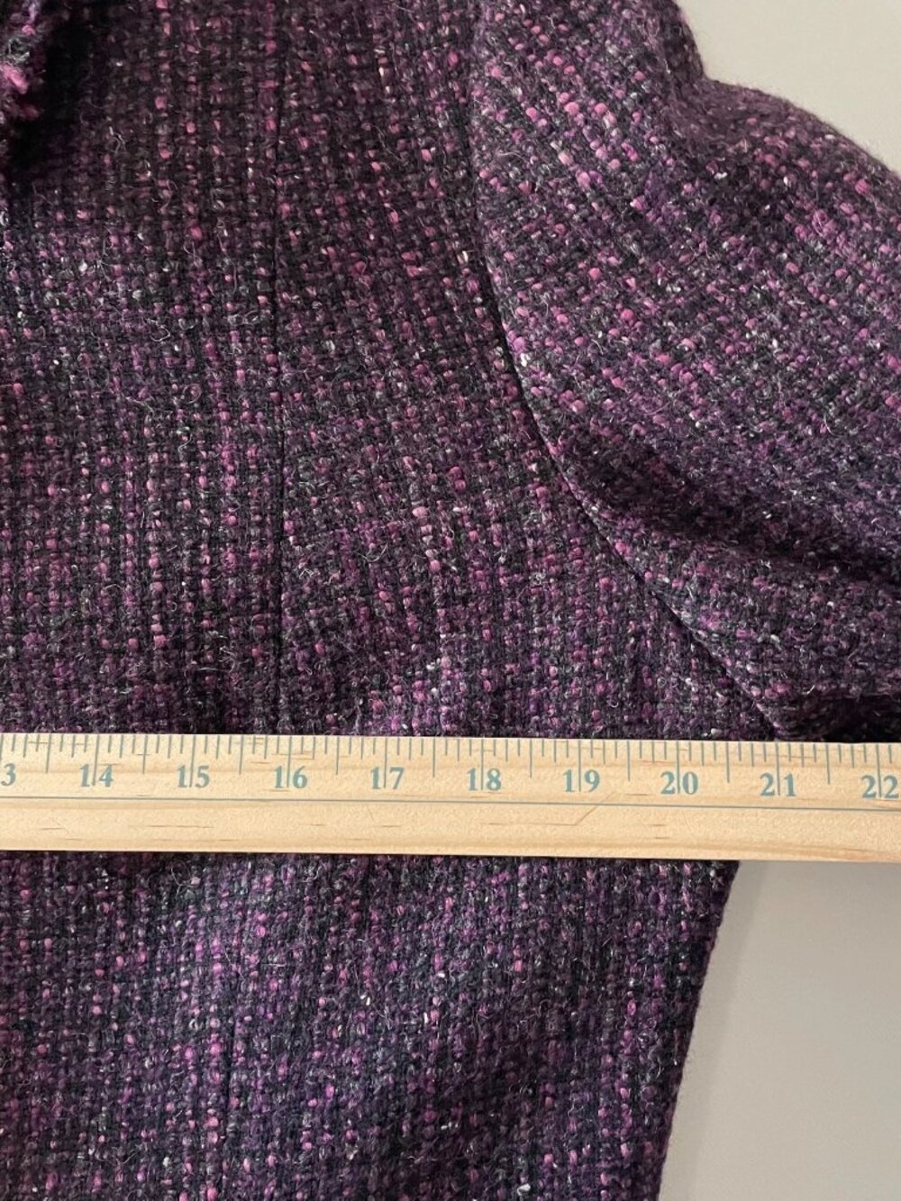 Vintage Y2K Tahari Womens Purple Tweed Preppy Fringe Hem Blazer Jacket Size 14 - Picture 7 of 10